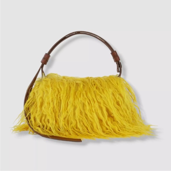 SIMON MILLER Women’s Yellow Mini Puffin faux-fur shoulder purse bag - Picture 6 of 6